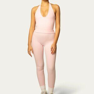 437 Halter Tank & Essentials Leggings in Powder Pink